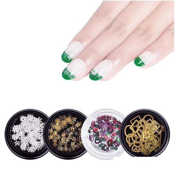 Nail Art Dekorationen Nail Art Dekorationen Diy Weihnachtsschmuck Schnee Pailletten Gemischte Schneeflocke Computer Tablets Farbe Hohl Metall Acce Dh2Cm