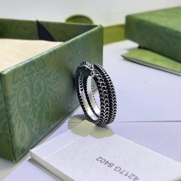 Designer Silver Snake Love A Ring White Copper for Mens Womens Fashion Looks Rings Casais Anéis com Box Men Women Heart Bake
