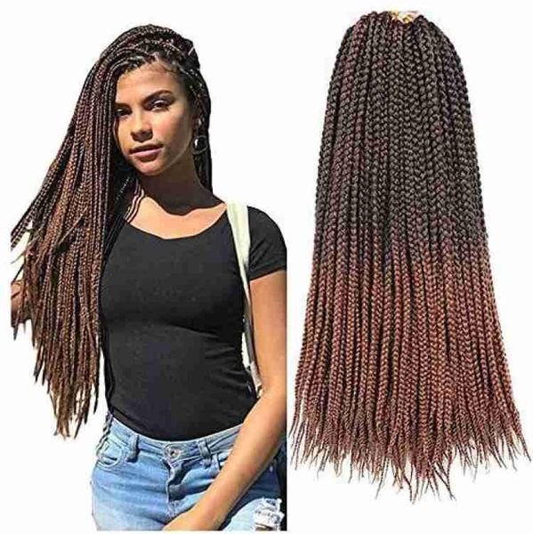 Ombre Box Braids Häkeln 14 18 24 Zoll 1 cm Durchmesser 3 x synthetische Flechtverlängerungen Haarverlängerung 22 Stränge / Packung