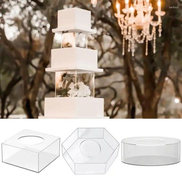 Ferramentas de cozimento acrílico bolo suporte quadrado borda redonda fondant para decoração de aniversário de casamento acessórios de cozinha