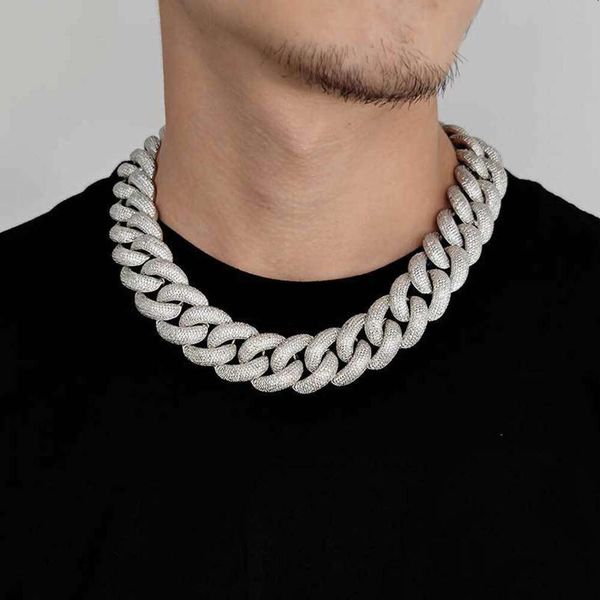 Luxus-Halskette, Designer-Kubanische Gliederketten für Männer, Edelstahl, vergoldete Blasenkette, 25 mm breit, 3-reihige Diamant-Halsketten, Hip-Hop-Rapper, Herren-Choker, Schmuck, Geschenk