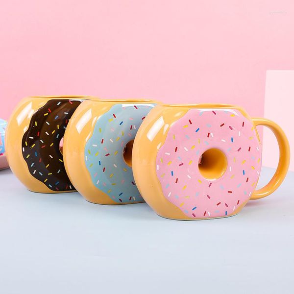 Canecas fofas de donut de cerâmica de donut de donut caneca pão de caneca keller biscoits drinques de leite 500ml