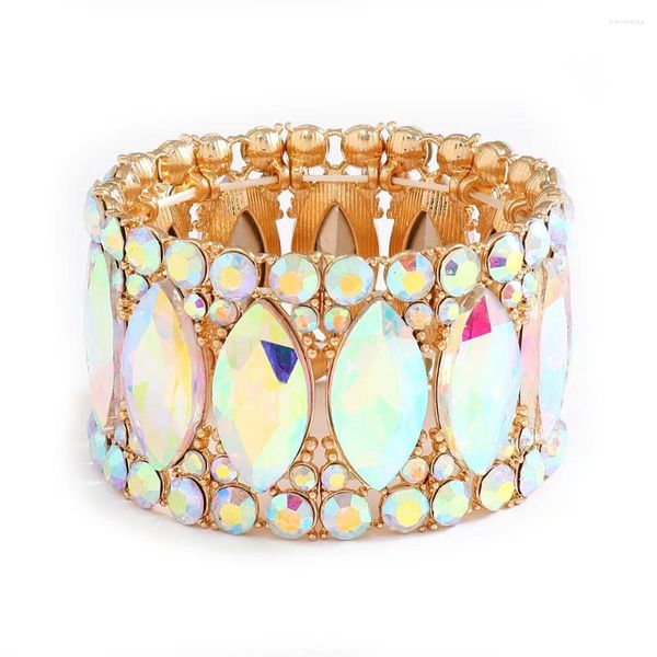 Armreif 2023 Mode Luxus Kristall Glas Übertrieben Elastisches Breites Armband Frauen