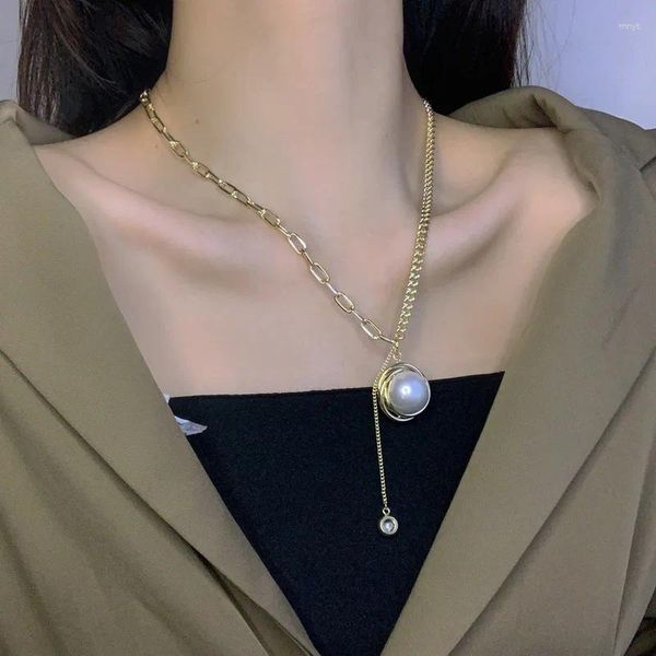 Anhänger Halsketten Goth Punk Gold Farbe Dicke Ketten Für Frauen Faux Perle Runde Choker Collares Koreanische Mode Kpop Schmuck MS388