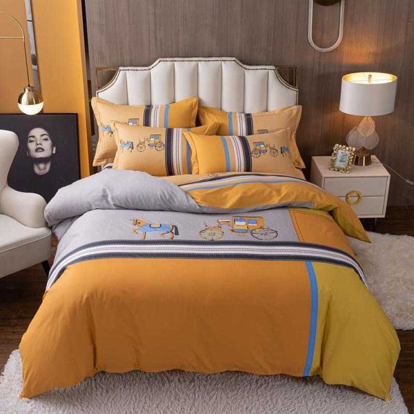 Conjunto de cama de alta ponta, conjunto de algodão nórdico de luxo leve, conjunto de quatro peças de algodão puro, conjunto de colcha de algodão grande, conjunto de três peças na moda, lençol e tampa de travesseiro