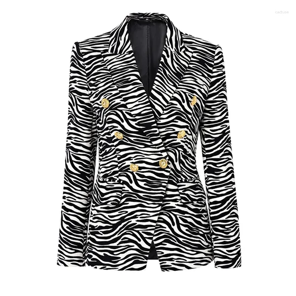 Damenanzüge Herbst Winter Einzigartiges Zebrastreifenmuster Vinatge-Stil Cordstoff Frauen Schlanke klassische Blazer Weibliche Jacken für 2023