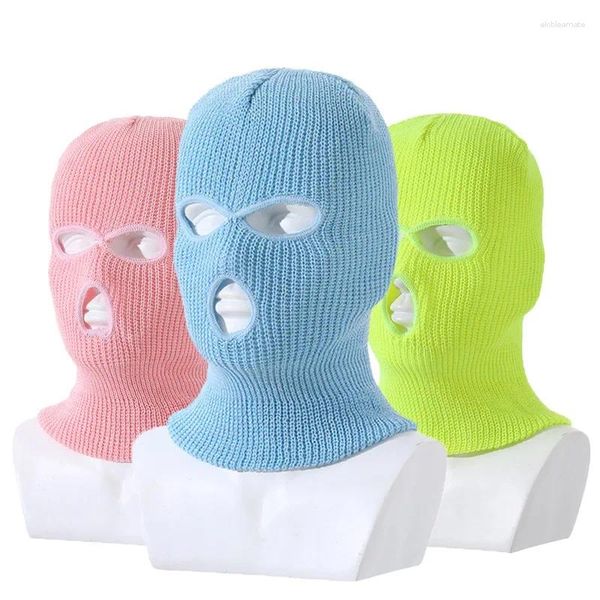 Berets 22 cores tricô halloween manter quente balaclava beanie unisex proteção facial cor sólida equitação ao ar livre boné de esqui chapéu de malha