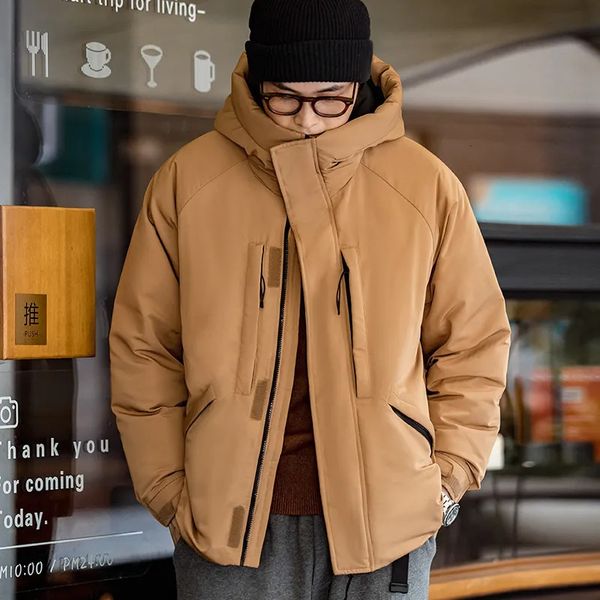 Herrenjacken Maden Winter Weiße Ente Daunenjacke Herren Kapuzen Outdoor Dicker Mantel Winddicht American Casual Khaki Mäntel Leichter Parka 231116