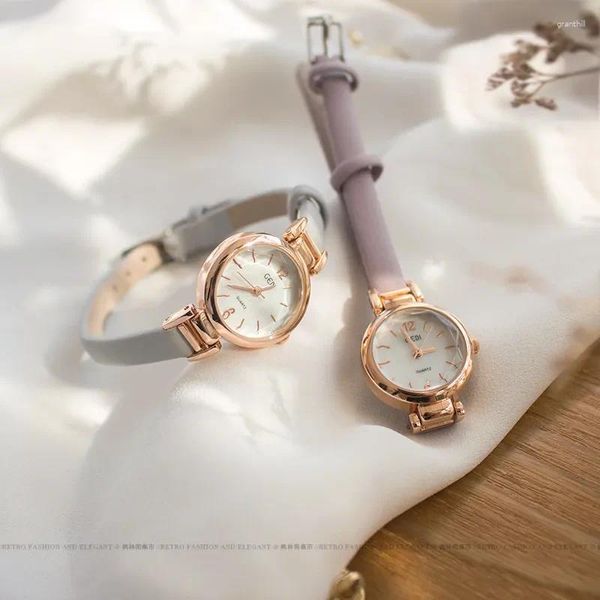 Relógios de pulso minimalista temperamento relógio feminino pequeno e delicado estudante relógio de pulso ins vento floresta série impermeável quartzo