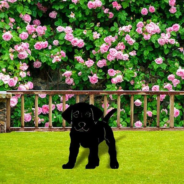 Decorazioni da giardino Statue di cani in acrilico Simpatico cucciolo di cucciolo Arte da giardino Paletti Prato Silhouette Ornamento di animali cavi Arredamento portatile