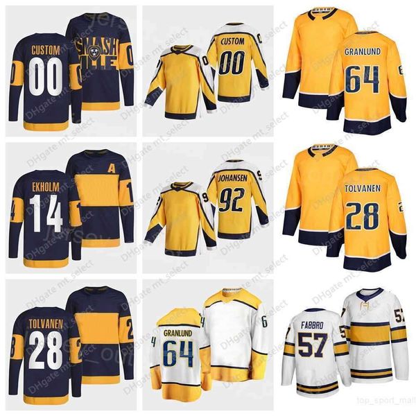 Homens Hóquei Reverso Retro 57 Dante Fabbro Jersey Winter Classic 13 Yakov Trenin 64 Mikael Granlund 35 Pekka Rinne 92 Ryan Johansen 28''nhl