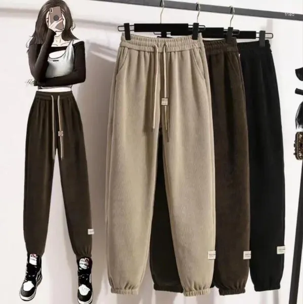 Herrenhose aus Cord, groß, für Damen, 2023, Herbst/Winter, verdickt, sportlich, lässig, mit losen Füßen und Samtschutz