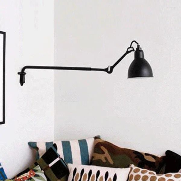Lâmpada de parede esfrega preto/prata luz moderna dobrável arandelas lâmpadas cabeceira ajustável alumínio luzes balanço