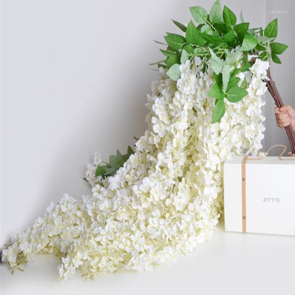 Dekorative Blumen, 165 cm lang, elegante Wisteria, Rattan, Kunstseide, Hortensie für Hochzeits-Mittelstücke, Dekorationen, Heimverzierung