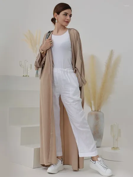 Этническая одежда, ОАЭ, Дубай, открытое кимоно, Абая для африканских женщин, кувейтский однотонный турецкий свободный арабский халат с длинными рукавами