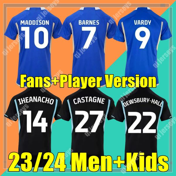 23 24 Leicester maglie da calcio BARNES Tielemans casa lontano VARDY MADDISON IHEANACHO DAKA AYOZE NDIDI FAES City Home 2023 2024 Vardy Uniformi da calcio Uomo Kdis Kit