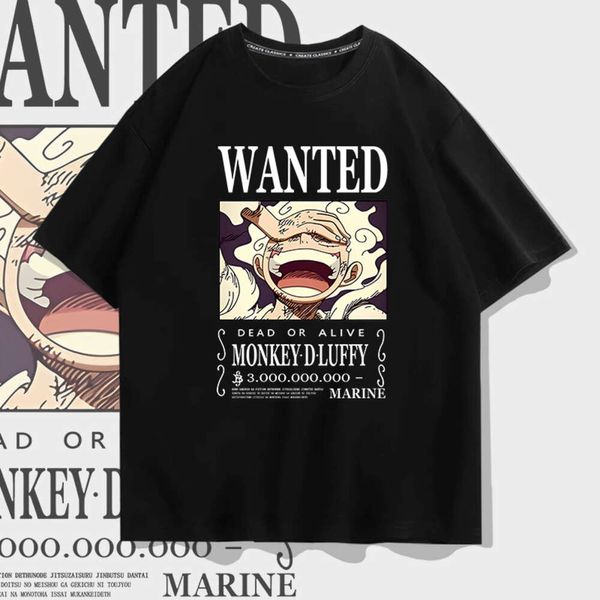 T-shirt anime Nika Form Luffy pur coton à manches courtes haikyuu t-shirt pour hommes et femmes été mer voleur roi lâche épaule goutte demi manches haut robe de jeu