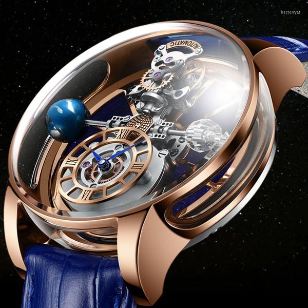 Armbanduhren 2023 Design der Celestial Body-Serie „Sky“-Uhr Mann 360 Grad transparente Schale PINDU Männer Quarzuhren Reloj