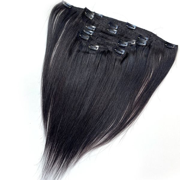 Clipe ondulado reto e sedoso em extensões de cabelo PU 100 g / lote Best Selling Raw Virgin Peruano Brasileiro Malaio Indiano 100% Remy Cabelo Humano Tece