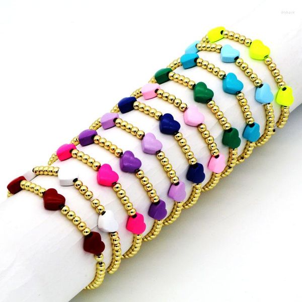 Strand Vlen esmalte o coração de braceletes Presente de joias para suas pulseiras de cor de miçangas simples pulseras coloridas de ouro