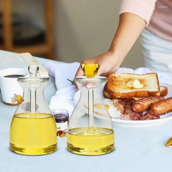 Bottiglie di stoccaggio Barattolo di sciroppo Vaso a forma di pettine di miele Coperchio antipolvere Mestolo Contenitore per api Barattoli durevoli Accessori per la decorazione della cucina