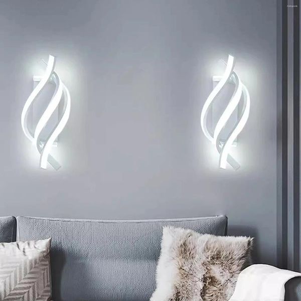 Lampada da parete design curvo a spirale 16W moderna luce a LED per camera da letto comodino corridoio decorazioni per la casa soggiorno sfondo