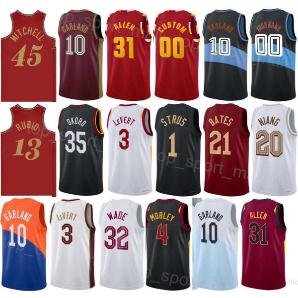 Impresso Homem Juventude Basquete Cidade Max Strus Jerseys 1 Emoni Bates 21 Georges Niang 20 Ricky Rubio 13 Dean Wade 32 Craig Porter 9 Associação Ícone Nome Personalizado Número