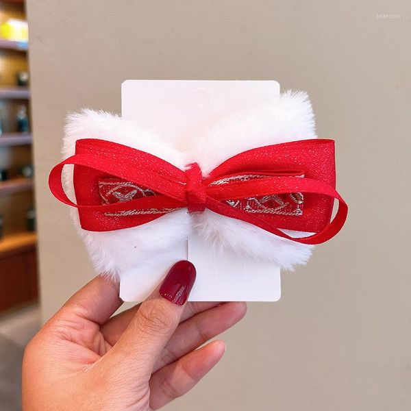 Haarspangen Vintage Red Velvet Bow Clip für Kinder Mädchen Ribbon Haarspange Haarspangen Korean Top Haarnadel Zubehör