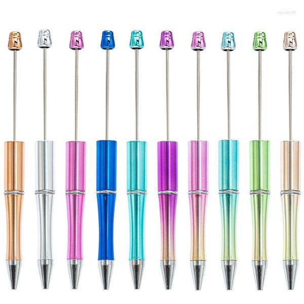 Beadable Pens Bead Ballpoint Diy Cute Cool Office School Supplies Black Ink For Student Teacher W3JD