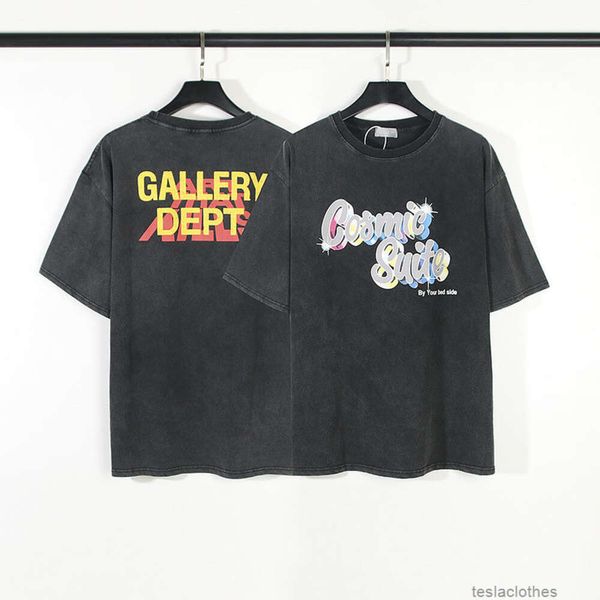Designer de moda roupas de luxo camisetas galerias lavado velho atk arco-íris carta impressão t-shirt high street os solto manga curta verão