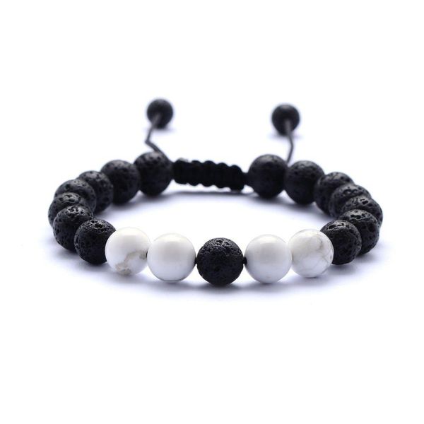 Charme Armbänder Natürliche Türkis Schwarz Lava Stein Perlen Weben pro Armband Aromatherapie Ätherisches Öl Diffusor Für Frauen Männer Schmuck D DHE8L