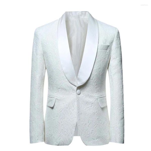 Ternos masculinos blazer terno jacquard xale lapela um botão festa smoking