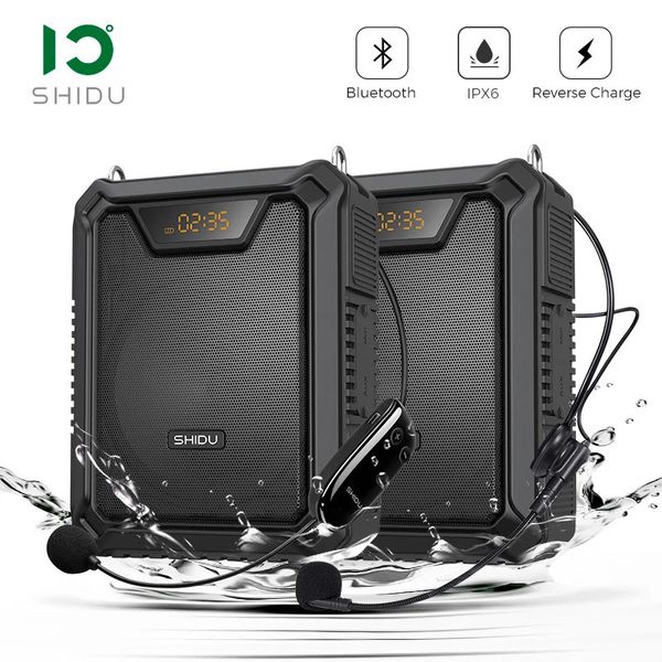 Microfones Shidu 30W À Prova D 'Água Portátil Áudio Amplificador de Voz Alto-falante Bluetooth Speaker com microfone com fio para professores M1000 231116