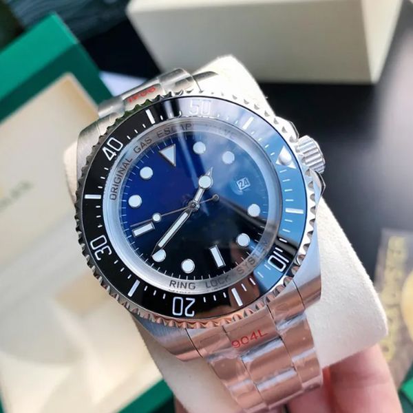 Lüks Erkekler İzle Deniz Gradyan Kadran 44mm RO Gümüş LE 904L Paslanmaz Çelik Kayış Otomatik Mekanik Su Geçirmez Montre De Luxe Watch Jason 0007