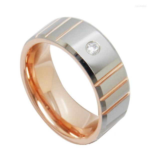 Rings de cluster de cluster de alta qualidade Tungstênio Ring Ring noivado de casamento Zircão para homens Mulheres abobadadas bandos polidos de conforto brilhante atacado por atacado