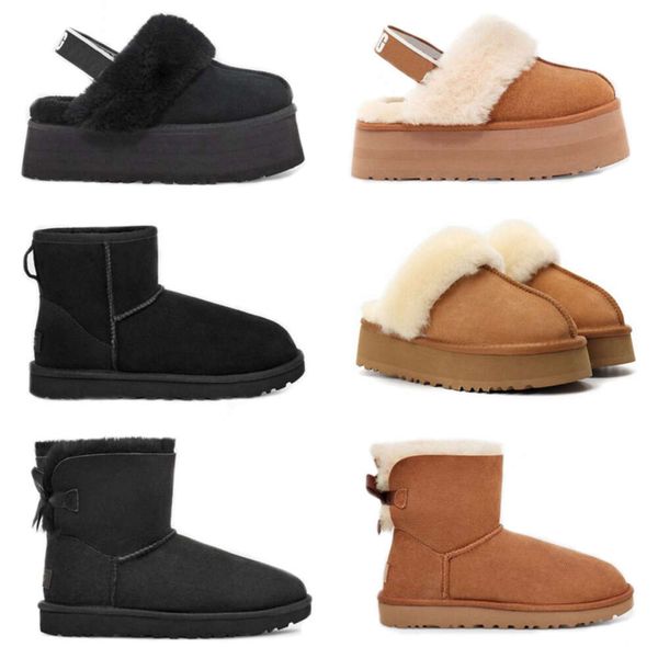 Designer soffici stivali da neve mini donna inverno piattaforma australia ug stivale pantofola in pelliccia caviglia scarpe di lana pelle di pecora vera pelle classico marchio casual esterno impermeabile