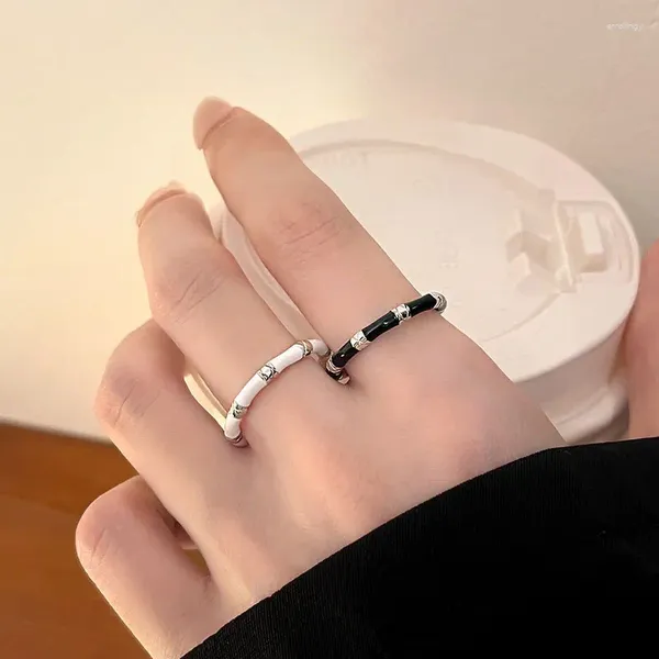 Cluster-Ringe Ventfille 925 Sterling Silber Ring für Frauen Mädchen Geschenk Dropwise GlazeBamboo Joint Hip Hop Retro Geometrie Schmuck Tropfen