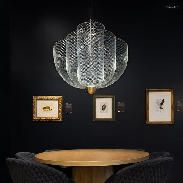 Kolye lambaları İtalya Tasarım Metal Grid Lamparas Led Avize Modern Moda Ev Deco Bez Mağazası Oturma Yemek Odası Aydınlatma