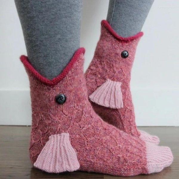 Frauen Socken Gestrickte Krokodil Herbst Winter Nette Cartoon Boden Warme Weihnachten Lustige Calcetines De La Mujer