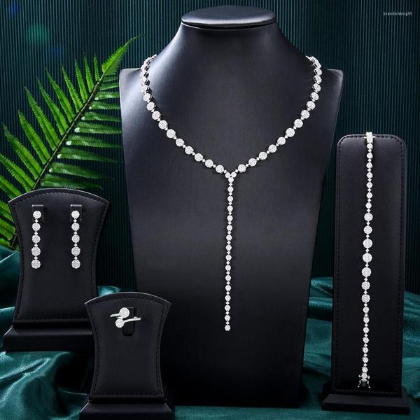 Collana Orecchini Set Soramoore Luxury Bracciale Anello Full CZ Dubai Bridal Wedding DRESS ACCESSARIE