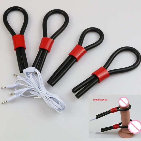 Vibradores E-Stim DIY Ajustável Condutivo Anéis de Galo Monopolar Electrosex Anel de Pênis Tubo de Borracha Eletrodos Brinquedos Sexuais 8mm OD 1.5mm ID 231116