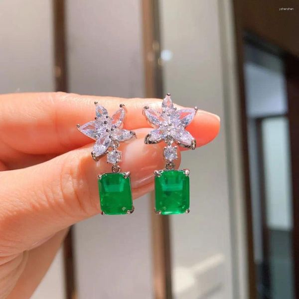 Orecchini a bottone squisita pietra quadrata di tormalina smeraldo paraiba per le donne ciondola gioielli regalo di anniversario