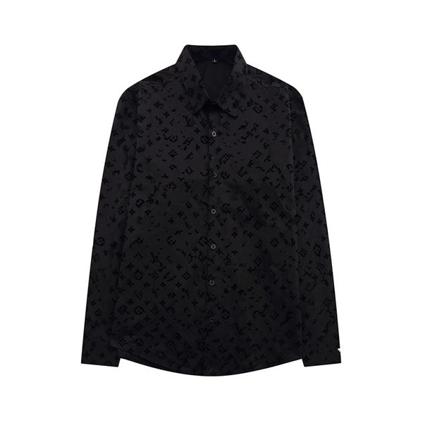 Camicia a maniche lunghe Camicie eleganti da uomo di lusso firmate Camicia da uomo casual da lavoro a maniche lunghe con ricamo Primavera Autunno Colletto flessibile elasticizzato