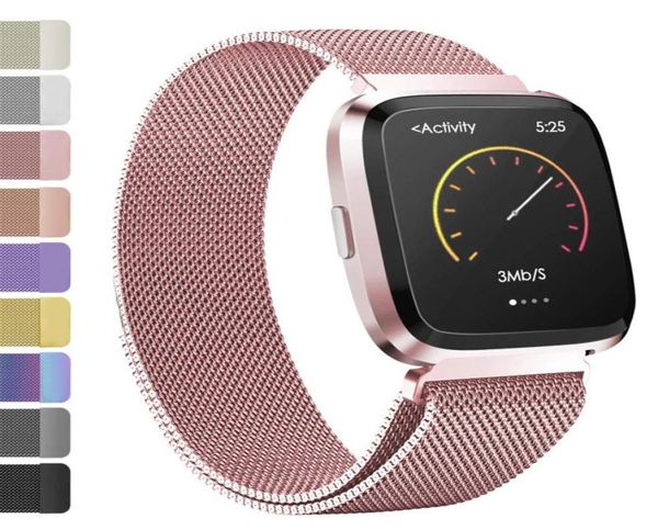 Pulseira de metal de aço inoxidável para Fitbit Versa Pulseira de pulso milanesa pulseira magnética fit bit Lite Verse 2 Band Accessories159H6127395