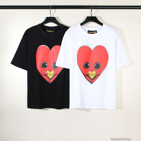 Tasarımcı Moda Giyim Lüks Tees Tshirts Drevv Skate House Gülümseyen Yüz Üzücü Peach Heart High Street Fashion BR Unisex Sis Kısa Kollu T-Shirt