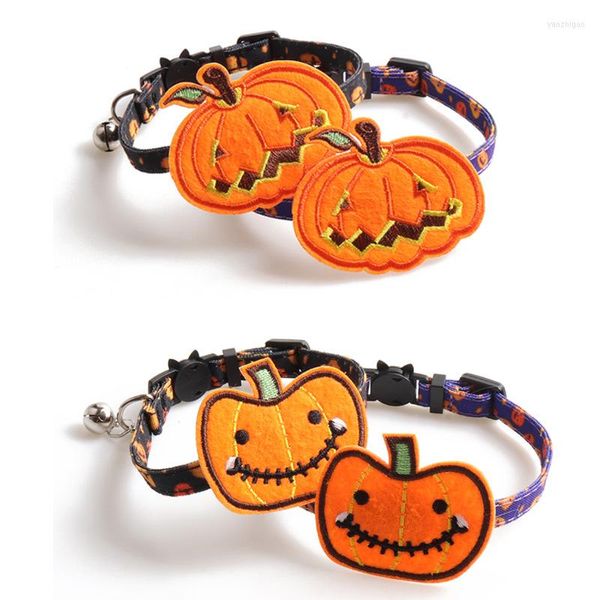 Collari per cani Cucciolo di gatto Campana di zucca di Halloween Collare in nylon Cravatta decorativa regolabile 28 1 cm Puntelli per decorazioni per feste a tema Halloween