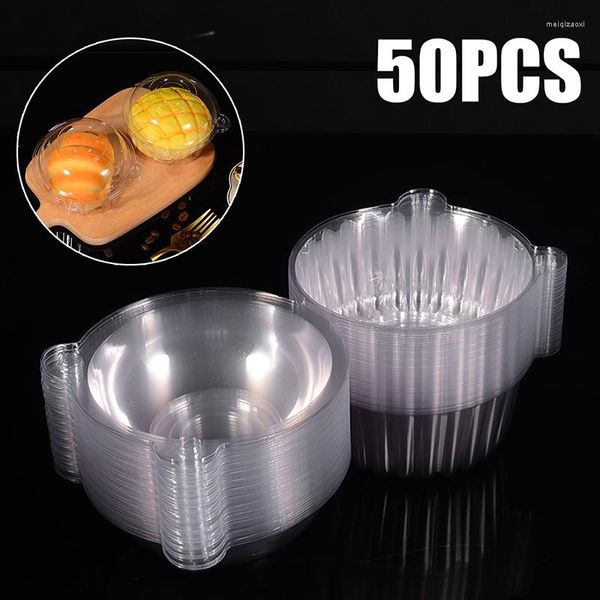 Kaseler 50 PCS Tek Kullanımlık Kek Meyve Kılıfları Temiz Plastik Parti Muffin Kase Çatalığı Tek Cupcake Salata Kutuları