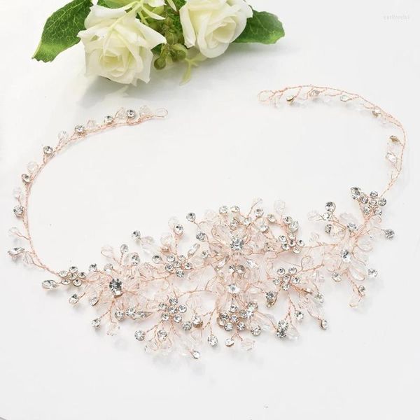 Fermagli per capelli Barrettes Tiara di lusso Colore argento Fasce di perle Gioielli in cristallo Copricapo Accessori da sposa Catena per testa da sposa Earl22