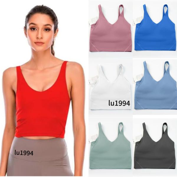 2023 yoga ll alinhar tanque superior u sutiã yoga outfit feminino verão sexy t camisa sólida sexy colheita topos sem mangas moda colete 27 cores lu