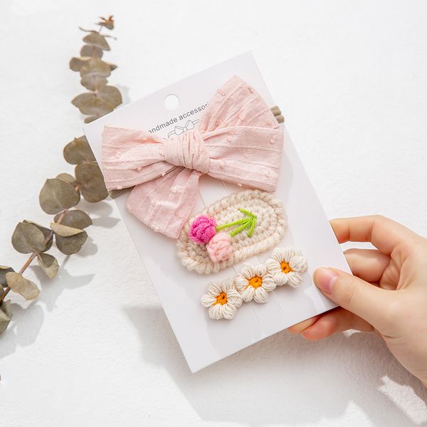 Fermagli per uncinetto per bambini Fermagli per fiori a margherita Fermagli per capelli Fiocco per capelli Forcine per ragazza per bambini Ricamo in pizzo Fiocco per capelli Barrettes Copricapo